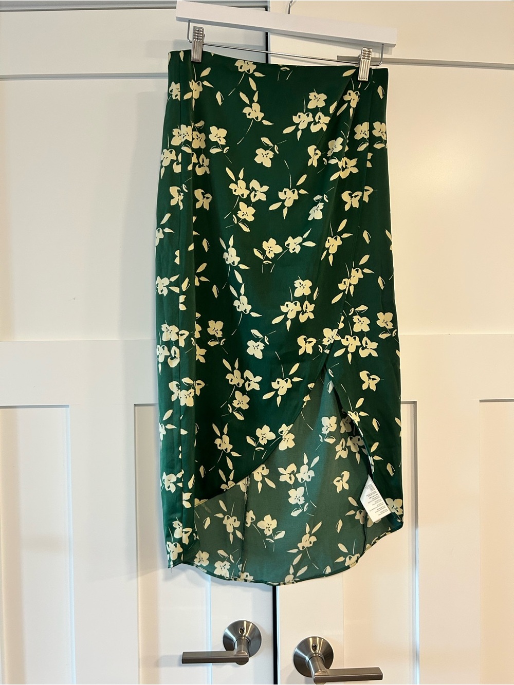 Urban Outfitters Dark Green Floral Wrap-Style Midi Skirt